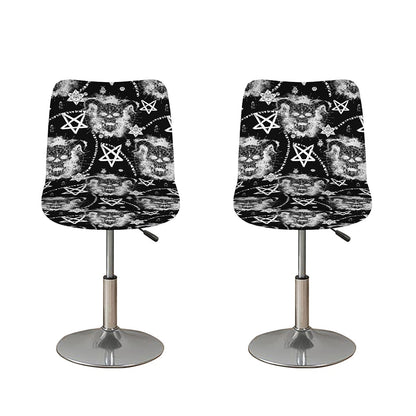 Black And White Wicca Devil Skull Print Bar Stool Covers