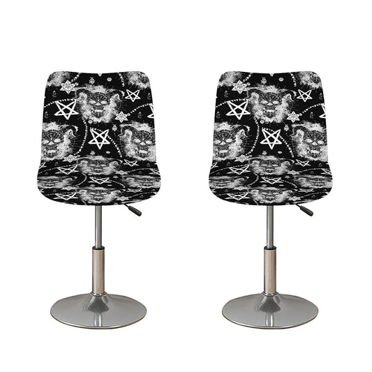 Black And White Wicca Devil Skull Print Bar Stool Covers