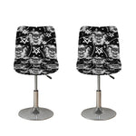 Black And White Wicca Devil Skull Print Bar Stool Covers