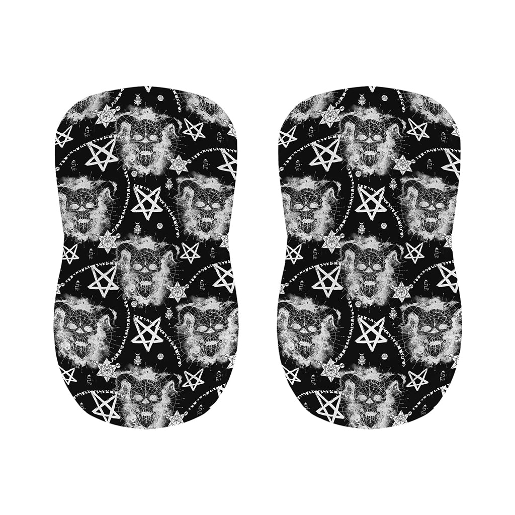 Black And White Wicca Devil Skull Print Bar Stool Covers