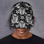 Black And White Wicca Devil Skull Print Baseball Cap