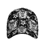 Black And White Wicca Devil Skull Print Baseball Cap