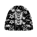 Black And White Wicca Devil Skull Print Beanie
