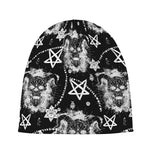Black And White Wicca Devil Skull Print Beanie