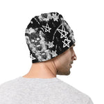 Black And White Wicca Devil Skull Print Beanie