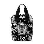 Black And White Wicca Devil Skull Print Bible Tote Bag