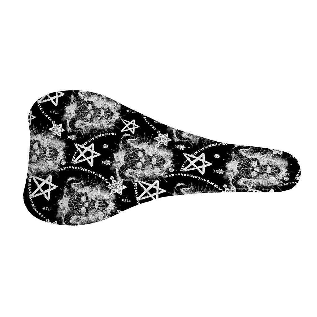 Black And White Wicca Devil Skull Print Bicycle Seat Cover