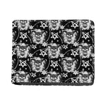Black And White Wicca Devil Skull Print Bifold Wallet