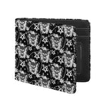 Black And White Wicca Devil Skull Print Bifold Wallet