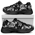 Black And White Wicca Devil Skull Print Black Chunky Shoes