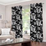 Black And White Wicca Devil Skull Print Blackout Grommet Curtains