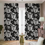 Black And White Wicca Devil Skull Print Blackout Pencil Pleat Curtains