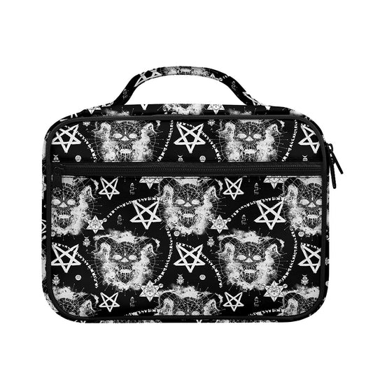 Black And White Wicca Devil Skull Print Briefcase Bible Bag