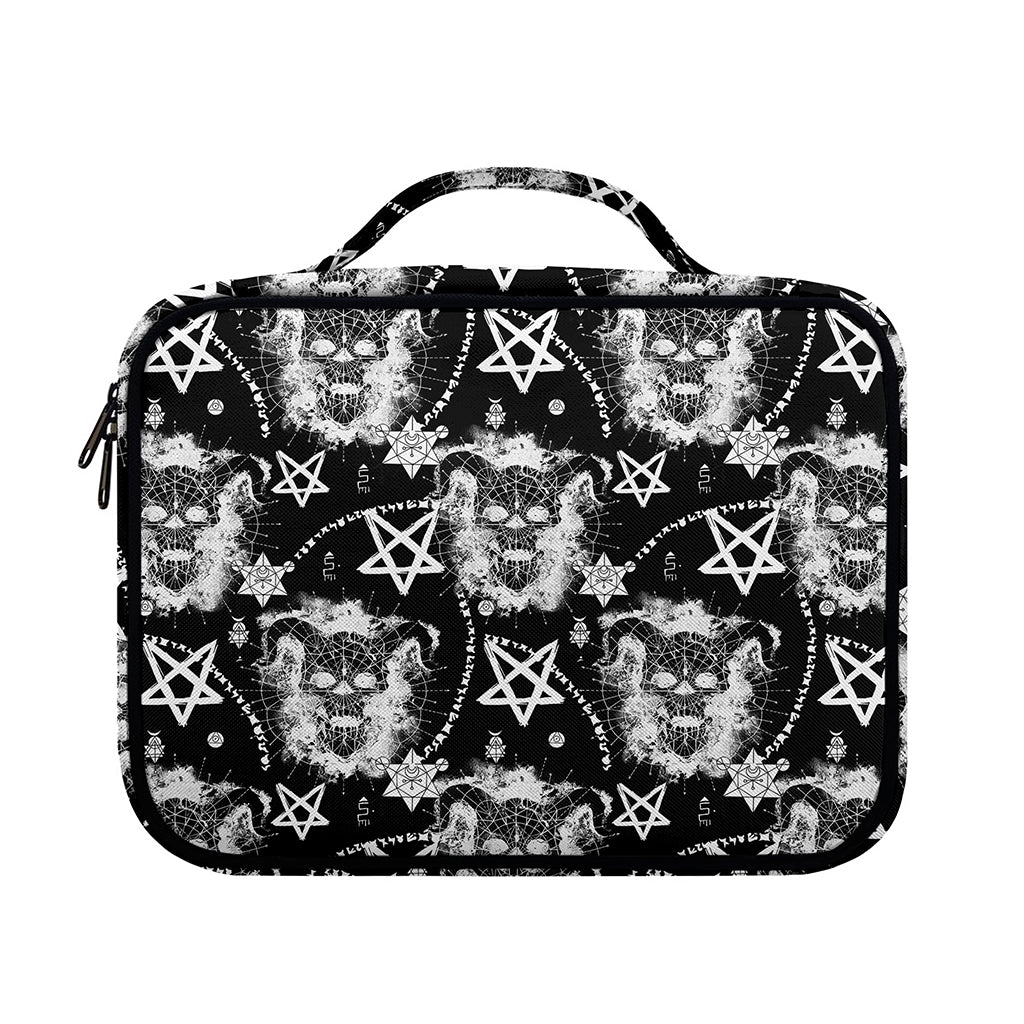 Black And White Wicca Devil Skull Print Briefcase Bible Bag