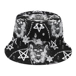 Black And White Wicca Devil Skull Print Bucket Hat