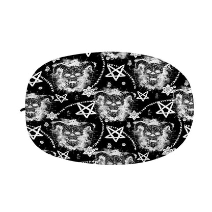 Black And White Wicca Devil Skull Print Car Side Mirror Covers