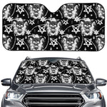 Black And White Wicca Devil Skull Print Car Windshield Sun Shade