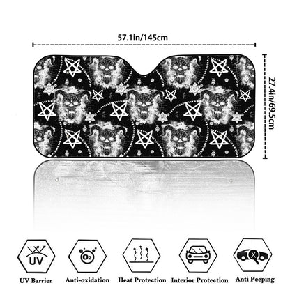 Black And White Wicca Devil Skull Print Car Windshield Sun Shade