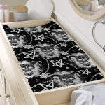 Black And White Wicca Devil Skull Print Changing Pad Cover