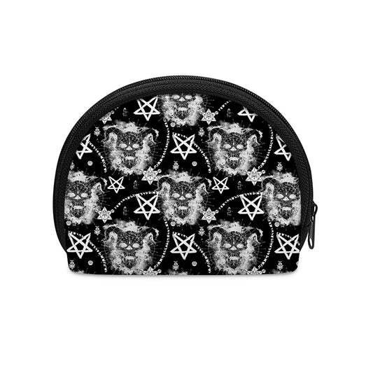 Black And White Wicca Devil Skull Print Coin Purse
