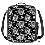 Black And White Wicca Devil Skull Print Crossbody Lunch Bag