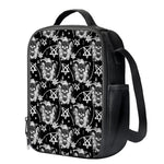 Black And White Wicca Devil Skull Print Crossbody Lunch Bag