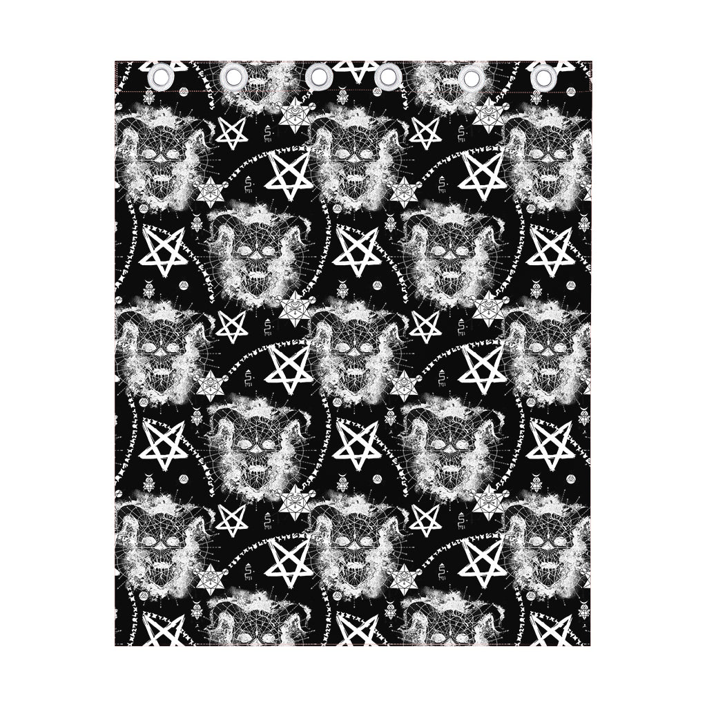 Black And White Wicca Devil Skull Print Curtain
