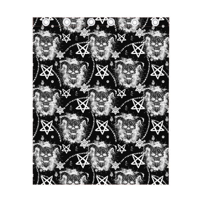 Black And White Wicca Devil Skull Print Curtain