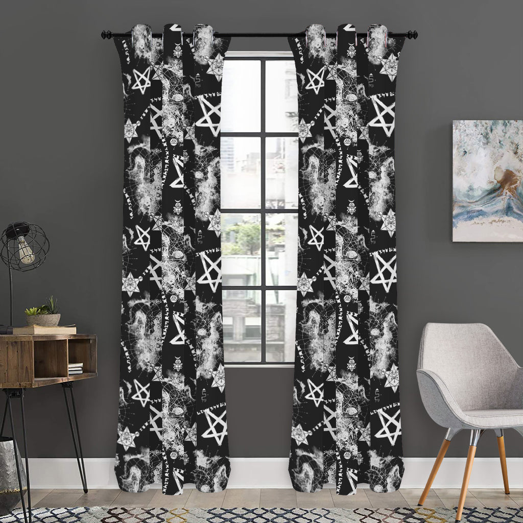 Black And White Wicca Devil Skull Print Curtain
