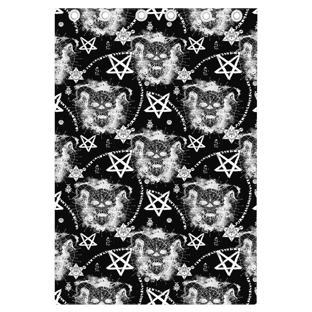 Black And White Wicca Devil Skull Print Curtain