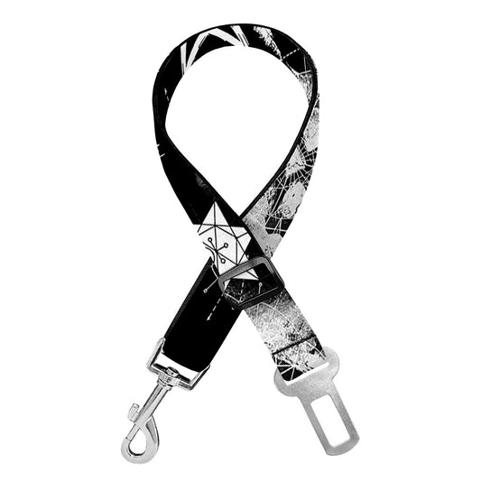 Black And White Wicca Devil Skull Print Dog Seat Belt