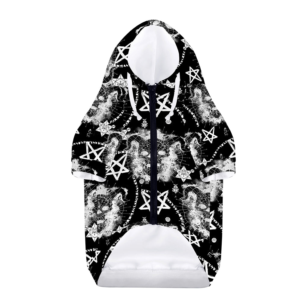 Black And White Wicca Devil Skull Print Dog Zip Up Hoodie