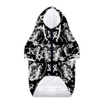 Black And White Wicca Devil Skull Print Dog Zip Up Hoodie