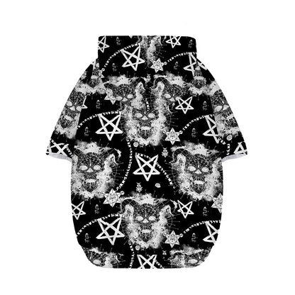 Black And White Wicca Devil Skull Print Dog Zip Up Hoodie