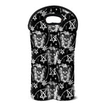 Black And White Wicca Devil Skull Print Double Neoprene Wine Tote