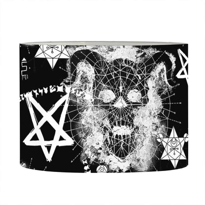Black And White Wicca Devil Skull Print Drum Lamp Shade