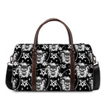 Black And White Wicca Devil Skull Print Duffle Bag