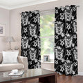 Black And White Wicca Devil Skull Print Extra Wide Grommet Curtains
