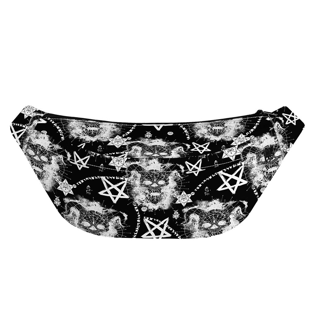 Black And White Wicca Devil Skull Print Fanny Pack