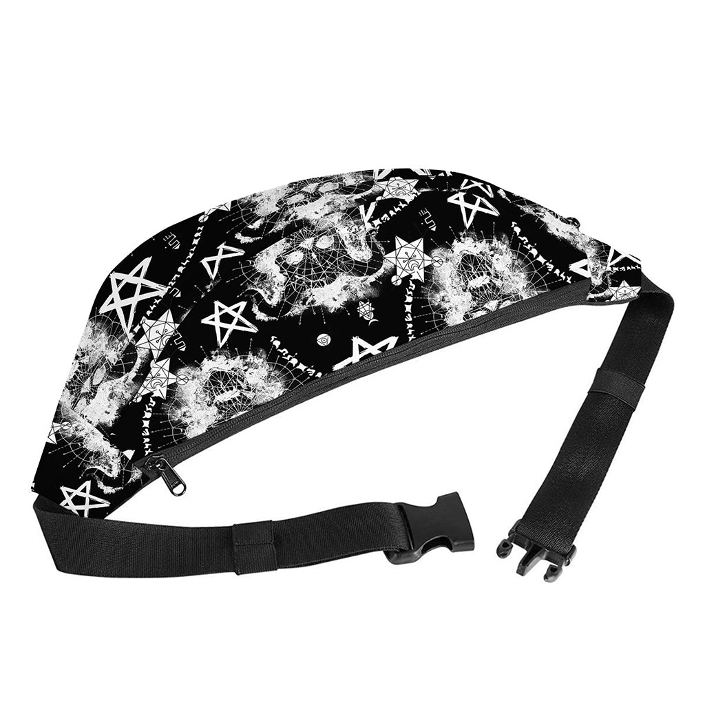 Black And White Wicca Devil Skull Print Fanny Pack
