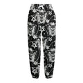 Black And White Wicca Devil Skull Print Fleece Lined Knit Pants