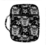 Black And White Wicca Devil Skull Print Front Pocket Bible Bag