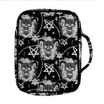 Black And White Wicca Devil Skull Print Front Pocket Bible Bag