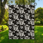 Black And White Wicca Devil Skull Print Garden Flag