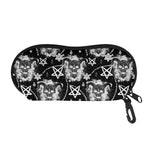 Black And White Wicca Devil Skull Print Glasses Case