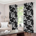 Black And White Wicca Devil Skull Print Grommet Curtains