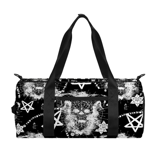 Black And White Wicca Devil Skull Print Gym Bag