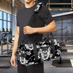 Black And White Wicca Devil Skull Print Gym Bag