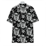 Black And White Wicca Devil Skull Print Hawaiian Shirt