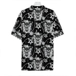 Black And White Wicca Devil Skull Print Hawaiian Shirt